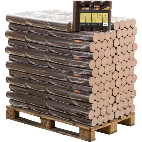 Pini-Kay Holzbriketts, 960 kg Palette (96 Bündel à 12 Briketts), Heizwert 5,2 kWh/kg